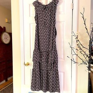Farm Style Who What Wear romper Black floral wht orange brown layer dress ruffle